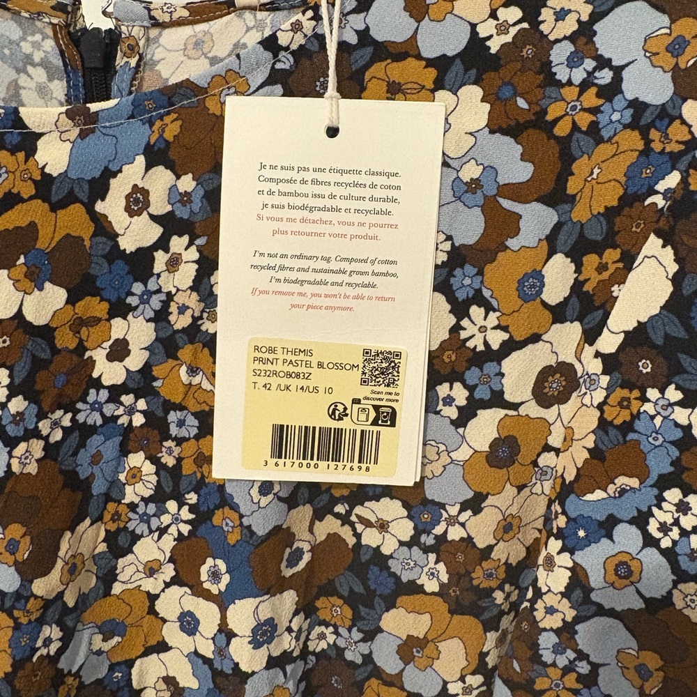 Sezane Midi 70s Floral Dress NWT Size 10 - Picture 4 of 4